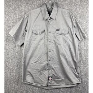 DIXXON Workforce Form and Function Gray Button Up Shirt Mens XL Short Sleeve